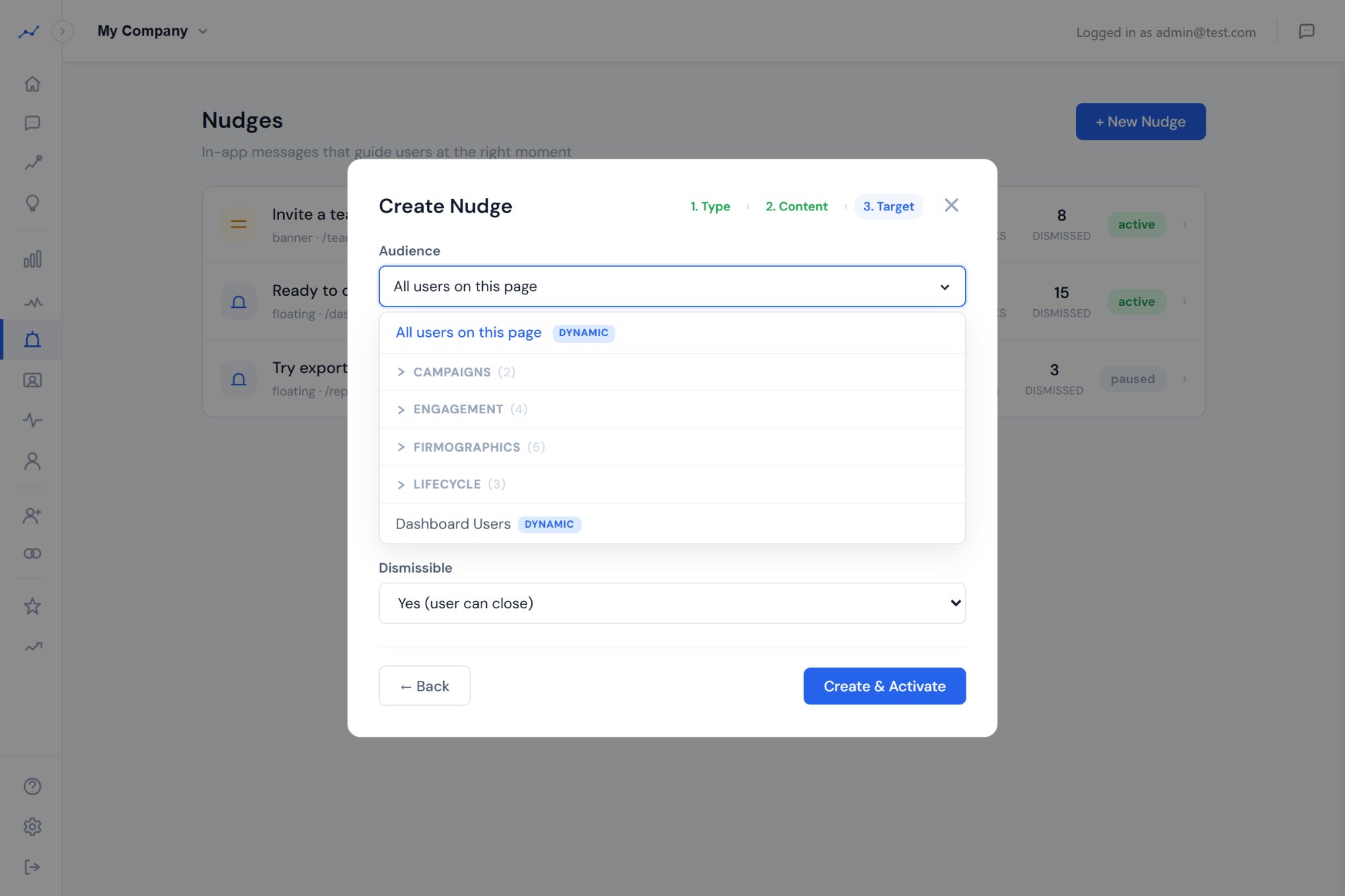 Segment picker with Dynamic and Static badges