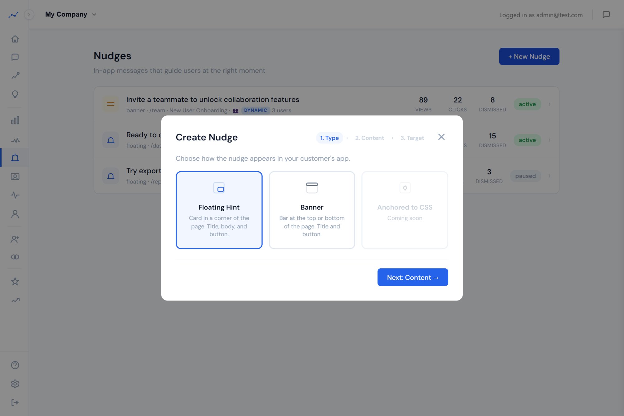 Prody nudge creation wizard with AI-generated copy