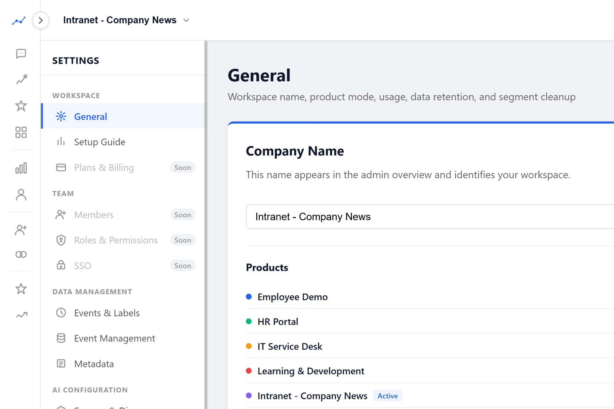 Prody multi-product settings with HR Portal, IT Service Desk, Learning & Development